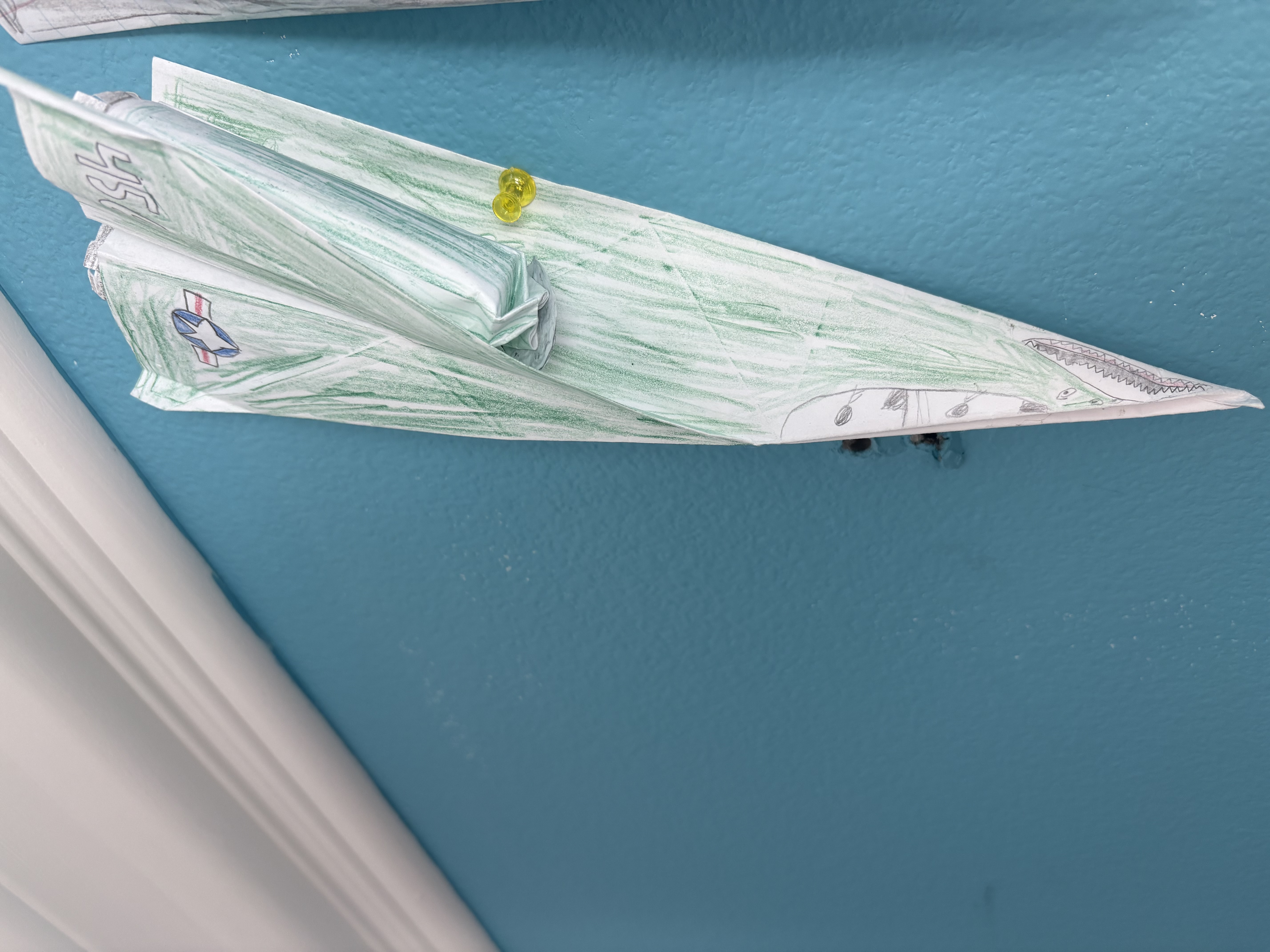 Green US Air Force Paper Airplane