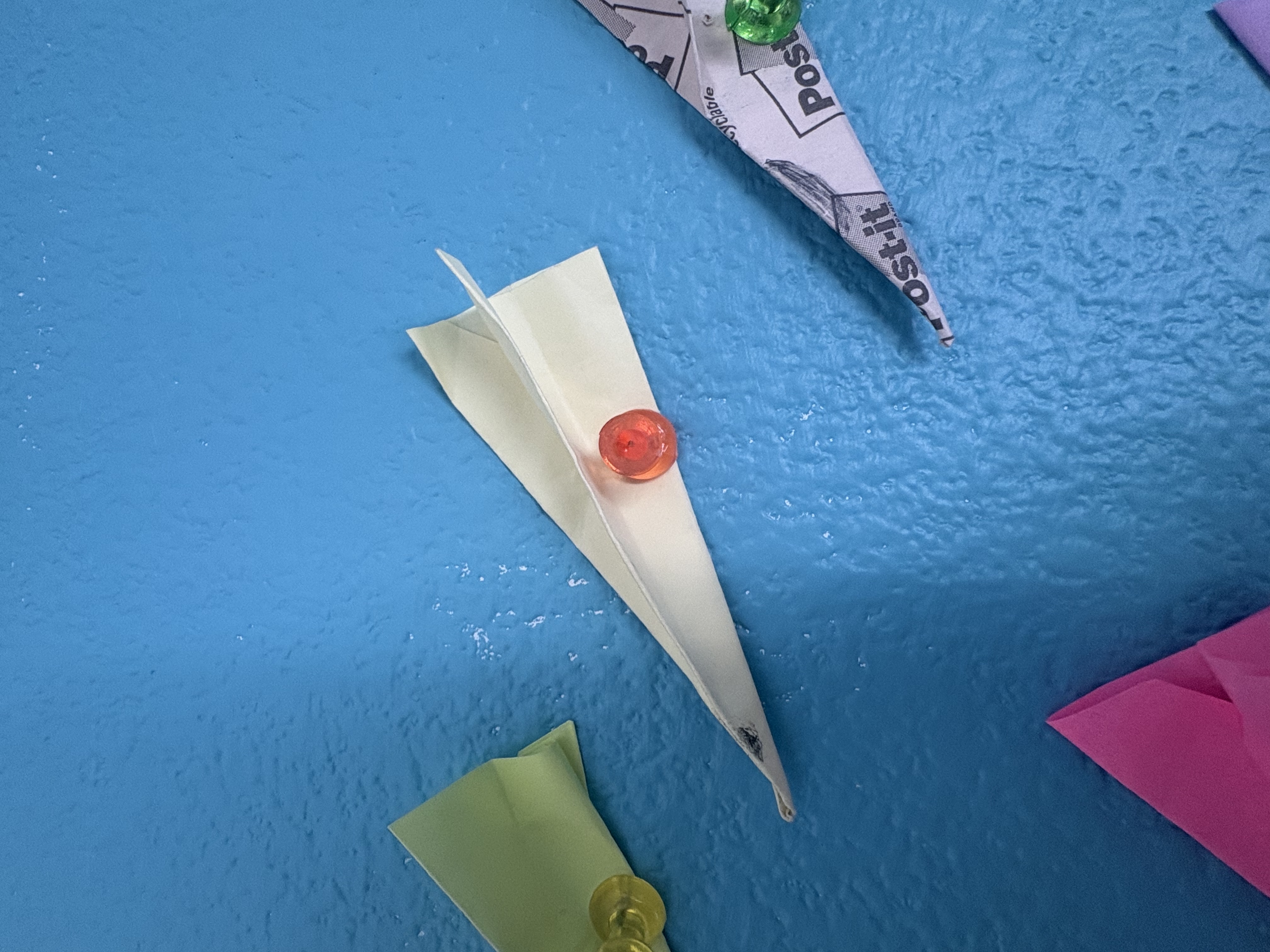 Light Yellow Sticky Note Paper Airplane