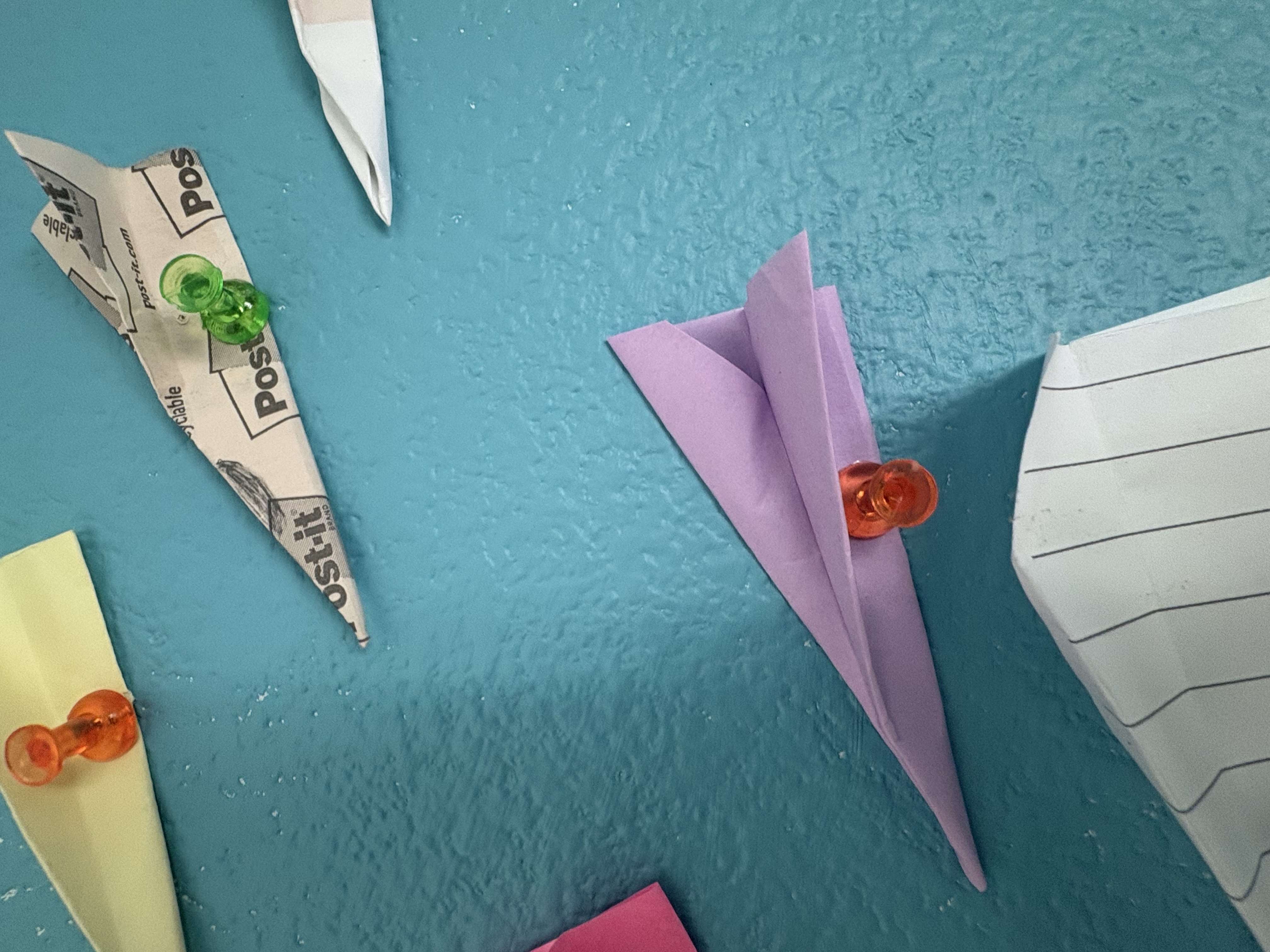 Purple Sticky Note Paper Airplane