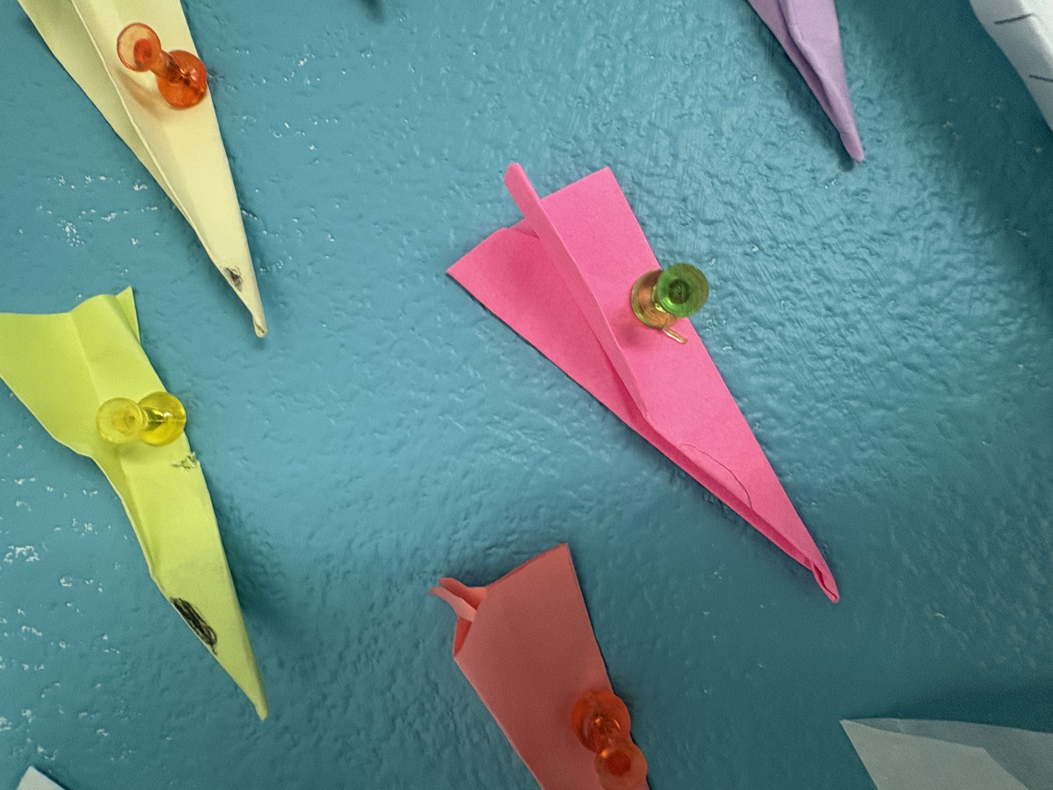 Pink Sticky Note Paper Airplane